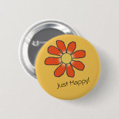 GEWOON HAPPY Red Graphical Flower Ronde Button 5,7 Cm (Voorkant /achterkant)
