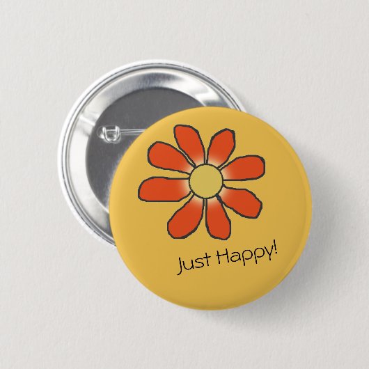 GEWOON HAPPY Red Graphical Flower Ronde Button 5,7 Cm (Voorkant /achterkant)
