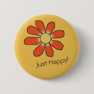 GEWOON HAPPY Red Graphical Flower Ronde Button 5,7 Cm