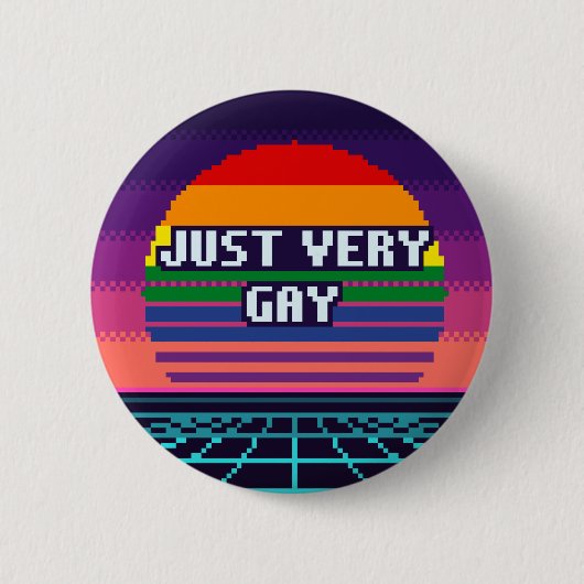 Gewoon heel gay Pride Pixel Knop Ronde Button 5,7 Cm (Voorkant)