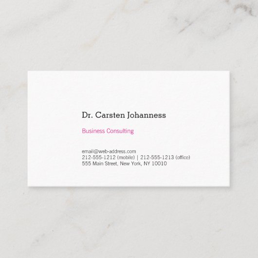 Gewoon helder en rosa! visitekaartje (Voorkant)