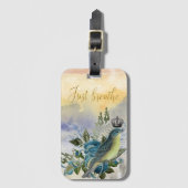 Gewoon het blauwe vogelcollage bagagelabel (Voorkant (verticaal))