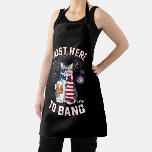 Gewoon hier om te knallen USA vlag bier kat lover Schort (Insitu)