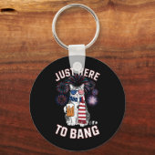 Gewoon hier om te knallen USA vlag bier kat lover  Sleutelhanger (Voorkant)