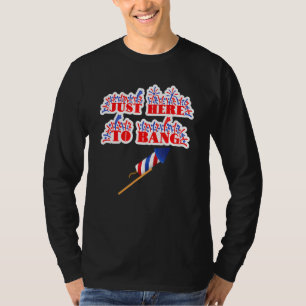 Gewoon hier om vuurwerk te blokkeren op 4 juli pun t-shirt