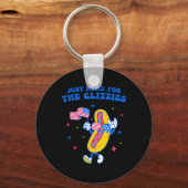 Gewoon hier voor de Glizzies Grappig Fourth of Jul Sleutelhanger (Voorkant)