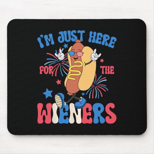 Gewoon hier voor de Weiners 4th of July Funny Hot Muismat (Voorkant)