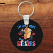 Gewoon hier voor de Weiners 4th of July Funny Hot Sleutelhanger (Voorkant)