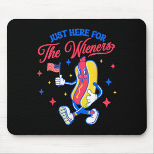 Gewoon hier voor de Wieners 4 juli Hot Dog 1 Muismat
