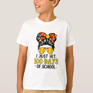Gewoon Hit Happy 100 Dagen van School Softbal Mess T-shirt
