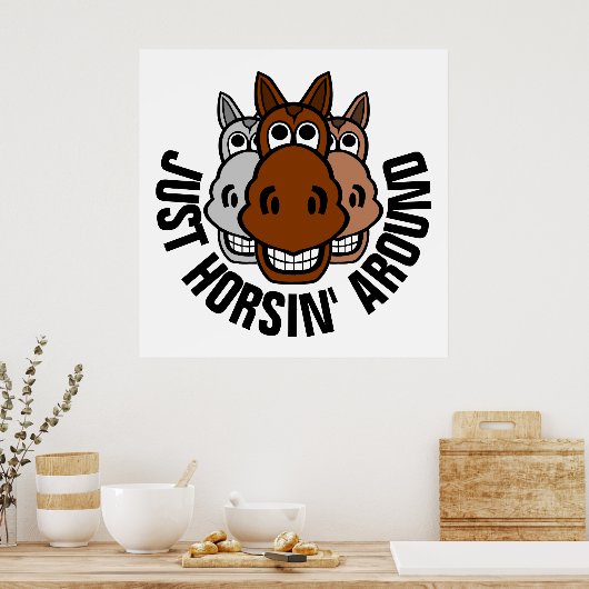 Gewoon Horsin, rond, paard Poster (Keuken)
