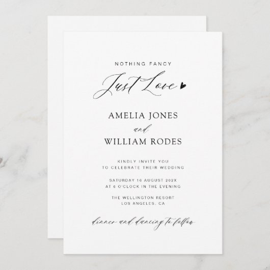 Gewoon houden van simpele alles in één bruiloft Ui Kaart (Voorkant / Achterkant)