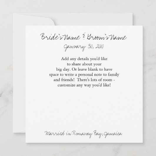 Gewoon huwelijksaankondiging aankondiging (Achterkant)