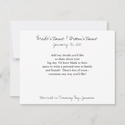 Gewoon huwelijksaankondiging aankondiging (Achterkant)