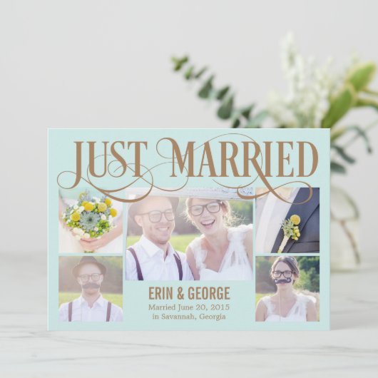 Gewoon huwelijksaankondiging - Blauw Kaart (Staand voorkant)