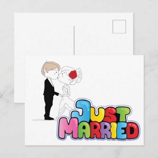 Gewoon huwelijksaankondiging briefkaart (Voorkant / Achterkant)