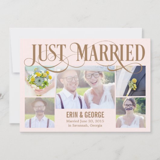 Gewoon huwelijksaankondiging - Roze Kaart (Voorkant)