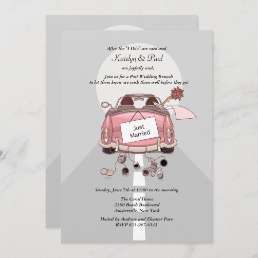 Gewoon huwelijksbericht over Brunch - Grijs Kaart (Voorkant / Achterkant)