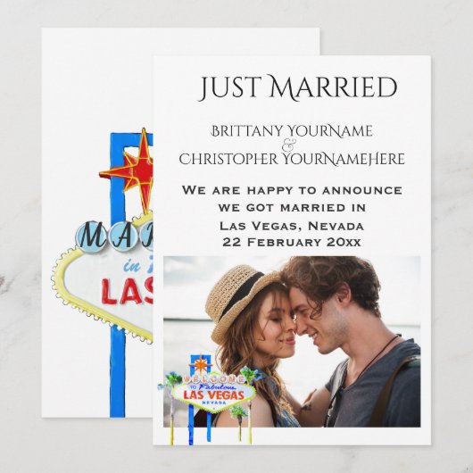 Gewoon huwelijksfoto Las Vegas Aankondiging (Voorkant / Achterkant)