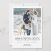 Gewoon huwelijksfoto van een modern script aankondiging (Achterkant)