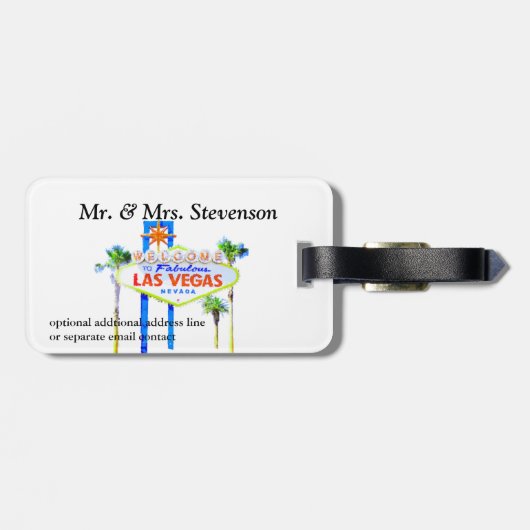 Gewoon huwelijkshuwelijk in Las Vegas Bagagelabel (Achterkant horizontaal)