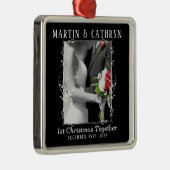 Gewoon huwelijksnaam met jaar 1 Kerstmis Metalen Ornament (Rechts)