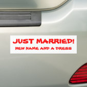 Gewoon huwelijksnieuwe naam en een jurk bumpersticker (Op auto)