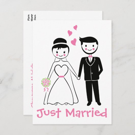 Gewoon huwelijksroze bruine bruidbruidebruidebruid aankondigingskaart (Voorkant / Achterkant)