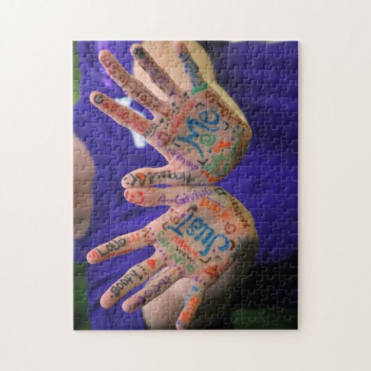 Gewoon ik Creative Handgeschreven Boy Hands Legpuzzel (Verticaal)
