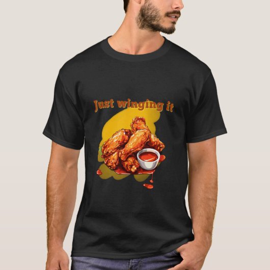 Gewoon improviseren Grappige Kippenvleugels Illust T-shirt (Voorkant)