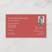 Gewoon Indiaas Rood met monogram Foto en juwelen Visitekaartje (Achterkant)