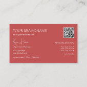 Gewoon Indiaas Rood met monogram QR-code en juwele Visitekaartje (Achterkant)