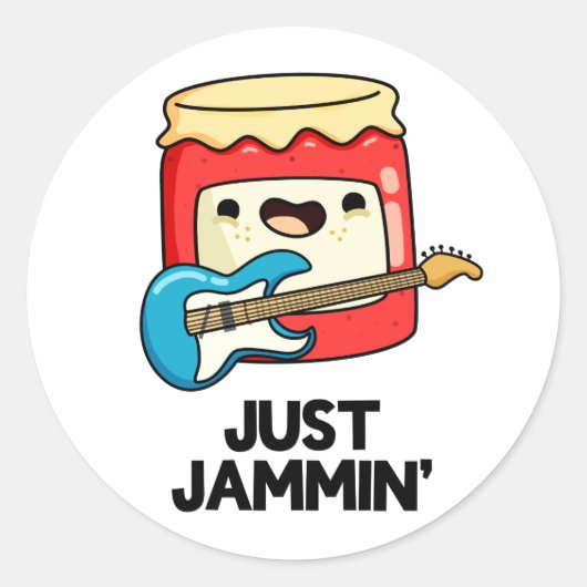 Gewoon Jammin Funny Rocker Jam Pun Ronde Sticker (Voorkant)