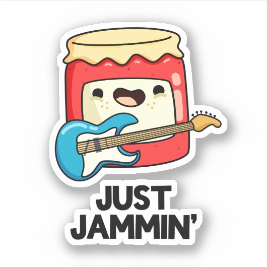Gewoon Jammin Funny Rocker Jam Pun Sticker (Voorkant)