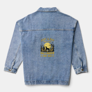 Gewoon Jongen Die Halloween Hond Volle Maan Liefhe Denim Jacket