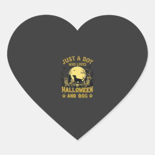 Gewoon Jongen Die Halloween Hond Volle Maan Liefhe Hart Sticker