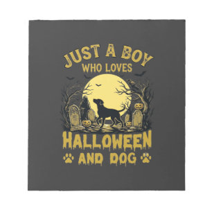 Gewoon Jongen Die Halloween Hond Volle Maan Liefhe Notitieblok