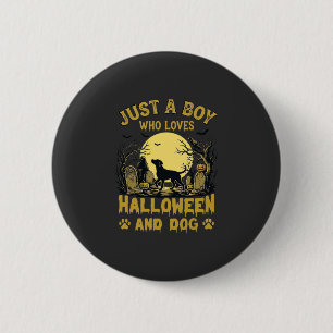 Gewoon Jongen Die Halloween Hond Volle Maan Liefhe Ronde Button 5,7 Cm