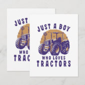 Gewoon jongen die houdt van tractoren Boerderij tr Informatiekaartje (Voorkant / Achterkant)