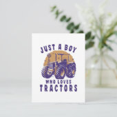 Gewoon jongen die houdt van tractoren Boerderij tr Informatiekaartje (Staand voorkant)