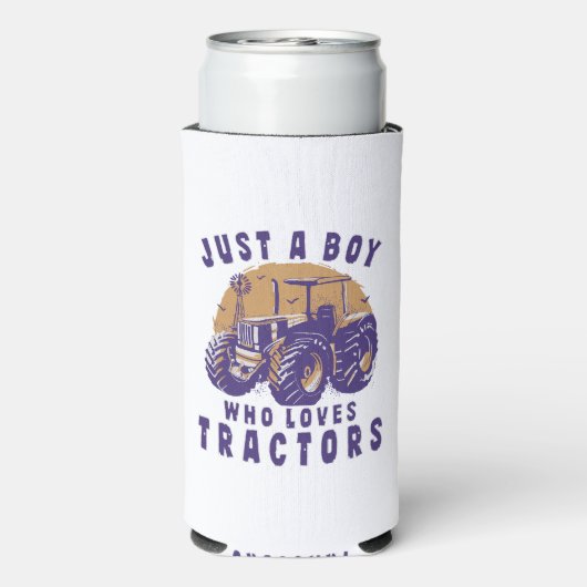 Gewoon jongen die houdt van tractoren Boerderij tr Seltzer Blikjeskoeler (Seltzer Achterkant)