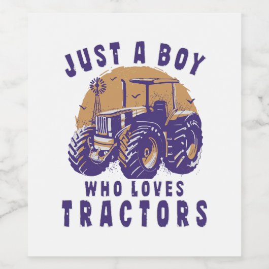 Gewoon jongen die houdt van tractoren Boerderij tr Wijn Etiket (Enkel label)