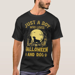 Gewoon Jongen Die Van Halloween Hond Volle Maan Ho T-shirt