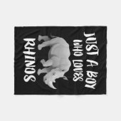 Gewoon jongen die van Rhinos Animal Gift houdt Fleece Deken (Voorkant (Horizontaal))