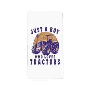 Gewoon Jongen Die Van Tractors Boerderij Vrachtwag Etiket