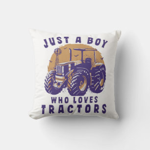 Gewoon Jongen Die Van Tractors Boeren Trucks Houdt Kussen