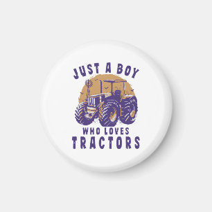 Gewoon Jongen Die Van Tractors Boeren Trucks Houdt Magneet