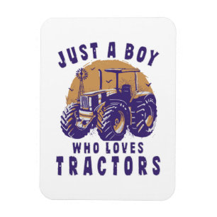 Gewoon Jongen Die Van Tractors Boeren Trucks Houdt Magneet