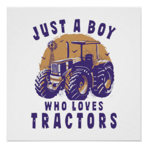 Gewoon Jongen Die Van Tractors Boeren Trucks Houdt Perfect Poster