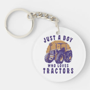Gewoon Jongen Die Van Tractors Boeren Trucks Houdt Sleutelhanger